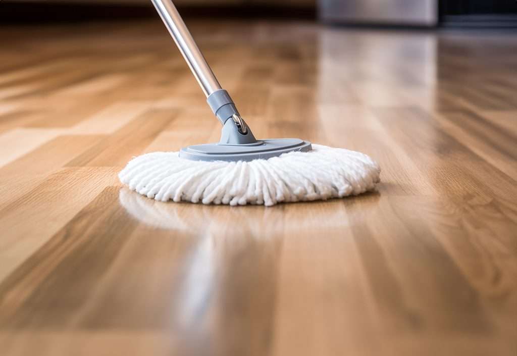 Vloer schoonmaken met een dweil – onderhoudstips voor het reinigen en schoonhouden van houten en tegelvloeren in huis.