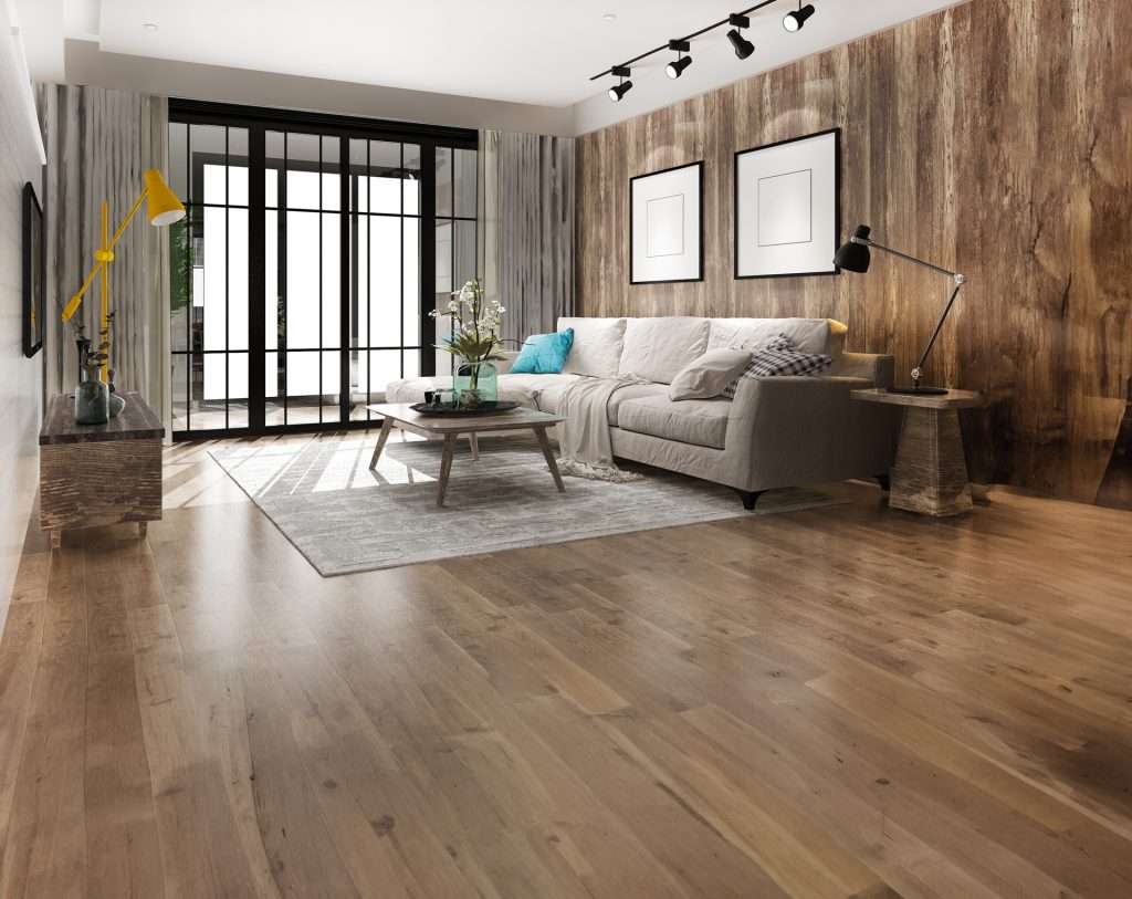 Lichte woonkamer met houtlook vloertegels en natuurlijke uitstraling – inspiratie voor keramische tegels met warme houtnerf in het interieur.