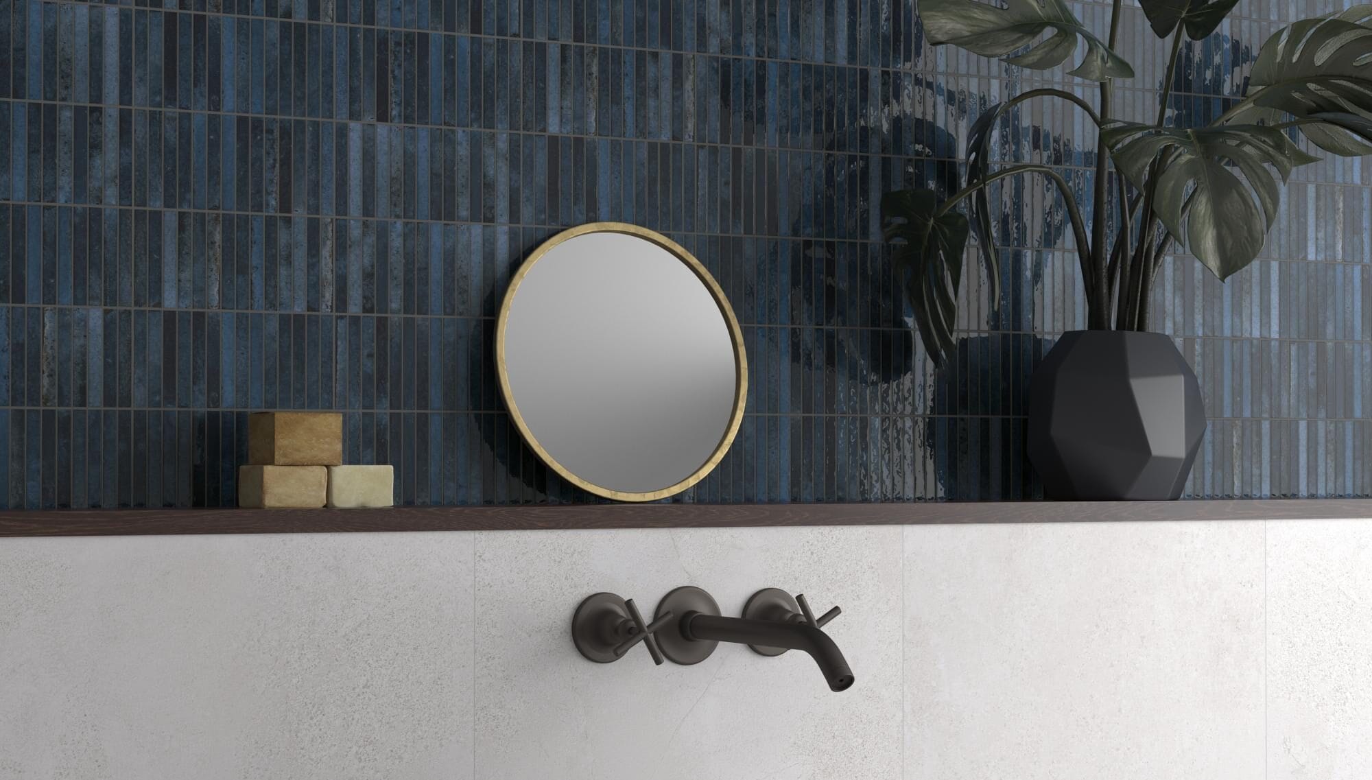 Achterwand met glanzende smaragdgroene Kitkat-tegels voor een stijlvol accent